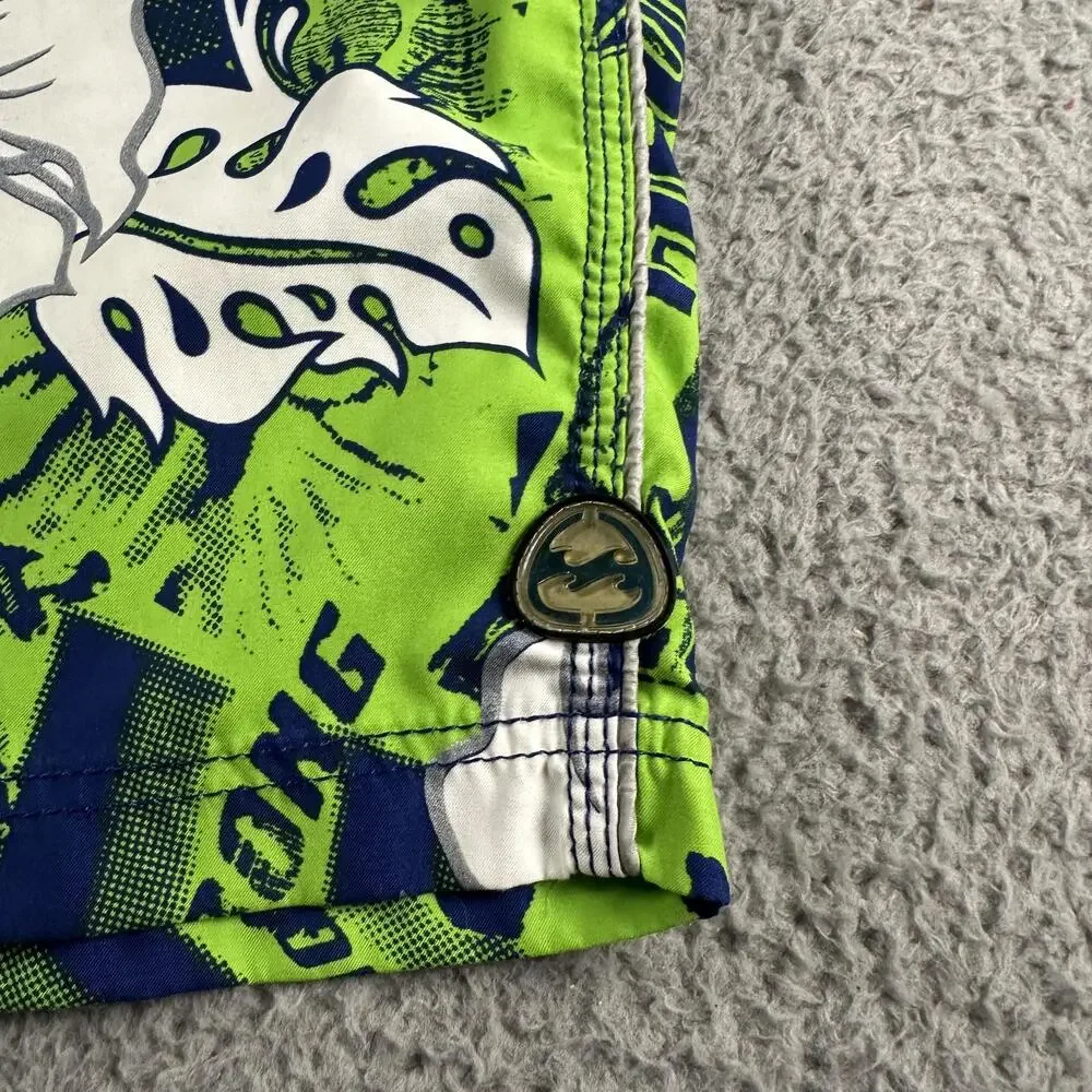 Vtg Billabong Board Shorts Mens 36 Blue Green Floral Hawaiian Surf Swim Trunks